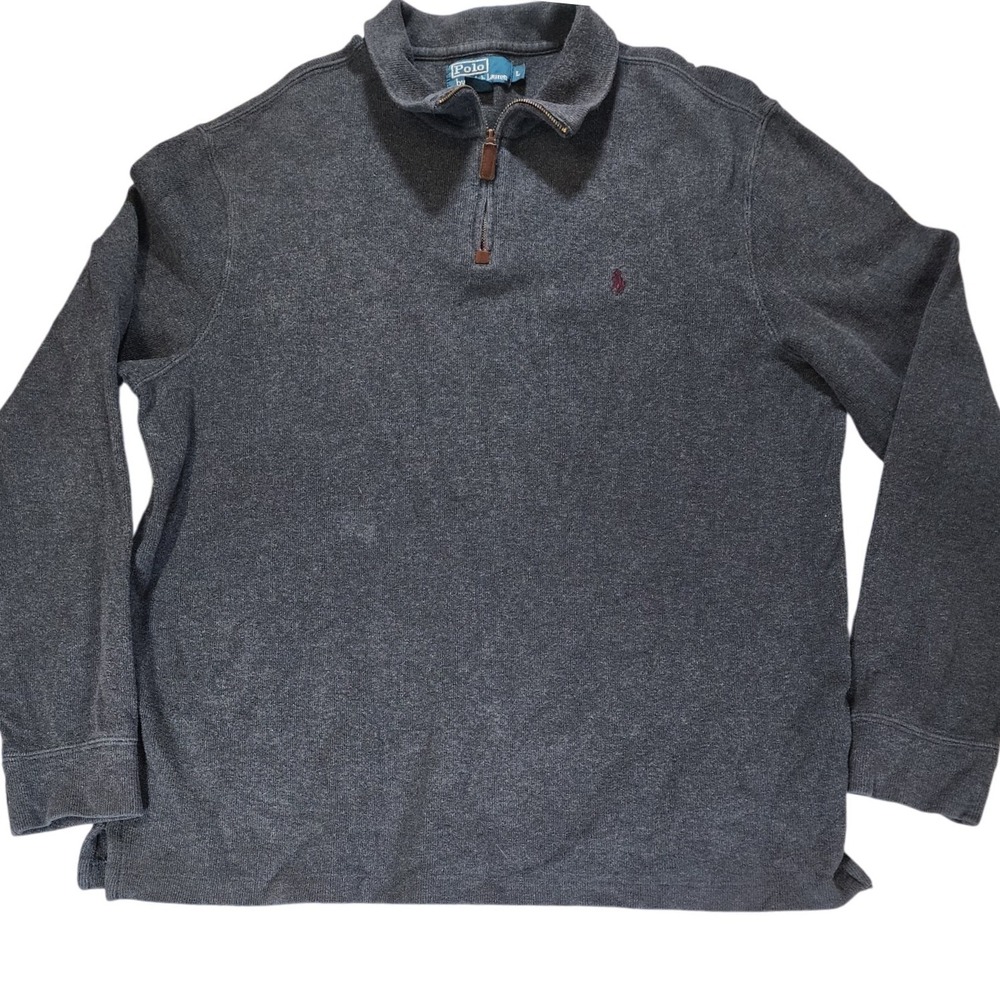 Polo Ralph Lauren Mens Gray Cotton Quarter Zip Pullover Sweater Size‎ L